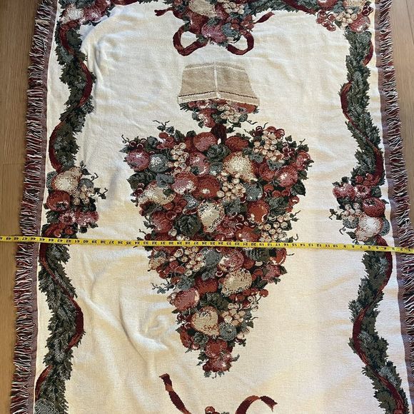 Vintage Christmas Tapestry Blanket Throw Afghan Topiary Tree Ribbon 47"x 66" - Picture 5 of 5